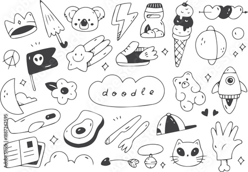 Untitled-Set of cute hand drawn doodle vector illustration