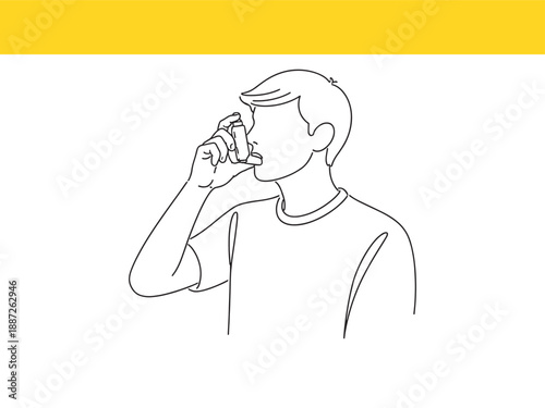 person using an inhaler for asthma relief
