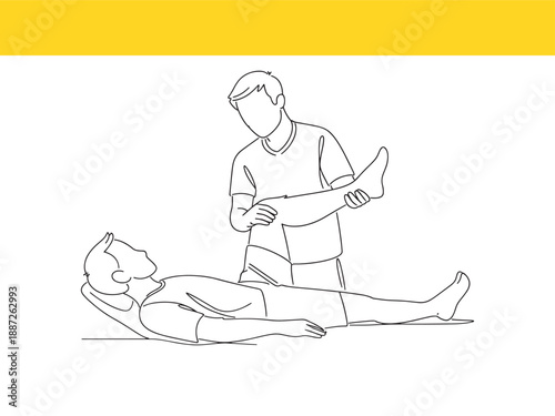physiotherapist helping patient with leg exercise