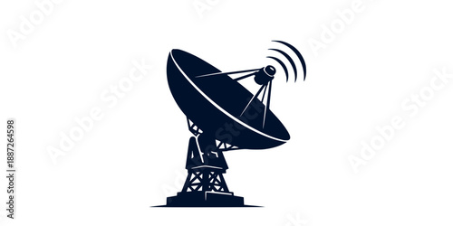 Large satellite dish antenna icon and vector illustration vectors silhouette