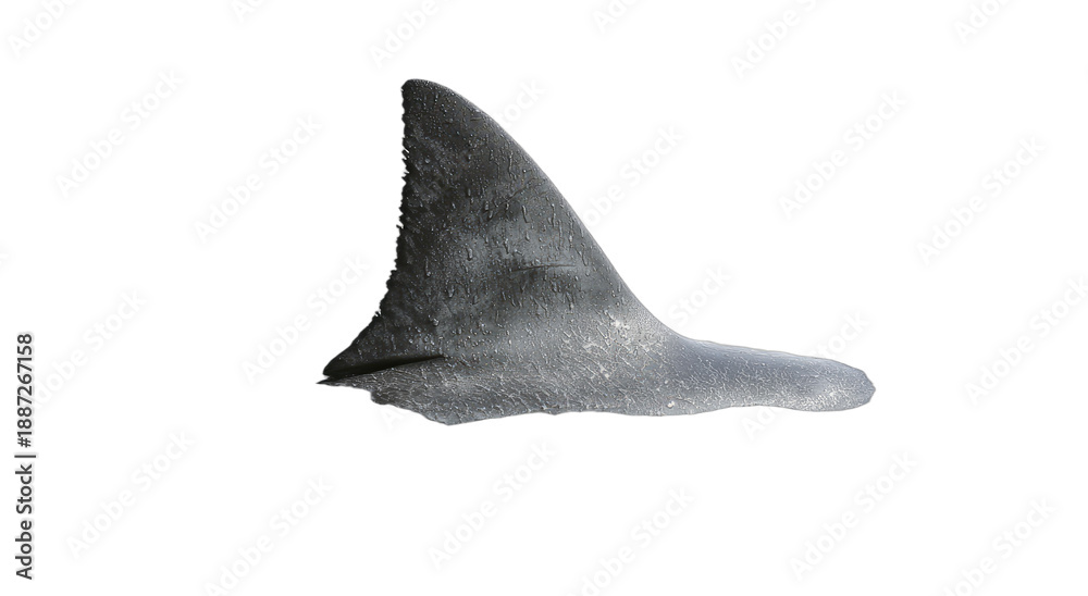 Fototapeta premium A grey fin emerges from a black background, suggesting movement