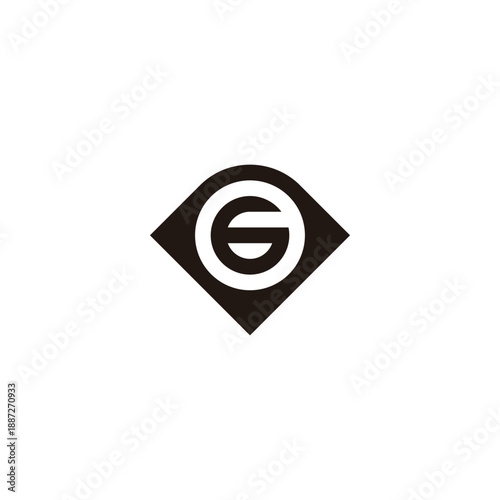 Number 6 in diamond, circle geometric symbol simple logo vector