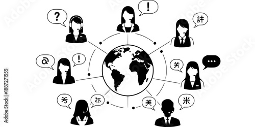 Multilingual Global Customer Support Agent Silhouette