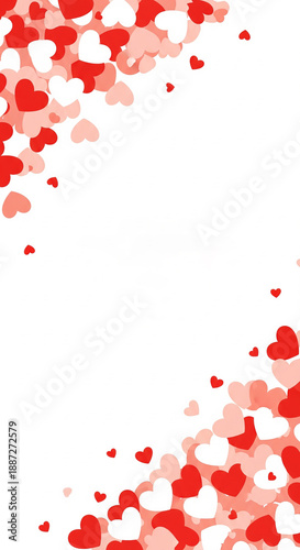 Red, pink and white heart on a white background