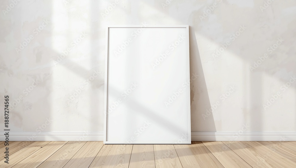 Obraz premium Empty white frame on the wall background. The concept of design and font inscriptions and image placement