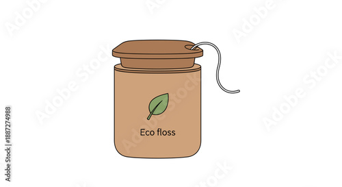 Eco-friendly dental floss jar with leaf design on label  