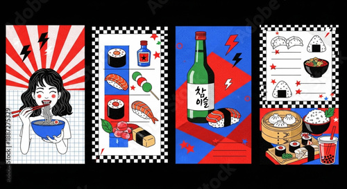 Japanese Food and Culture Collection Sushi, Ramen, and Drinks