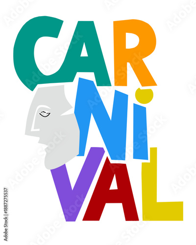 CARNIVAL letrero máscara.