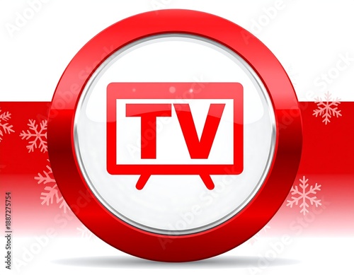 Festive TV Icon with Red and White Holiday Theme.