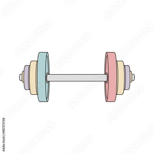 illustration of colorful dumbbell with pastel weights for fitness training  