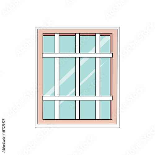 Paneled window with light blue glass in modern style  