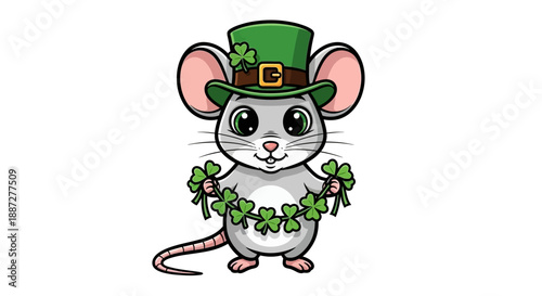 Cute St. Patrick's Day Mouse Vector Illustration