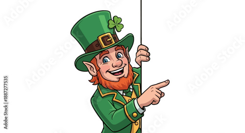 Friendly Leprechaun Pointing Vector Illustration