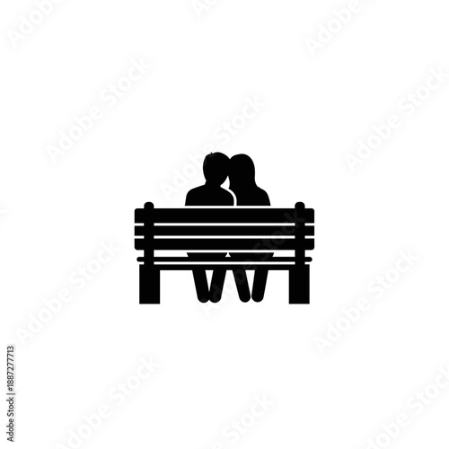 Couple Sitting Together on Bench Silhouette.