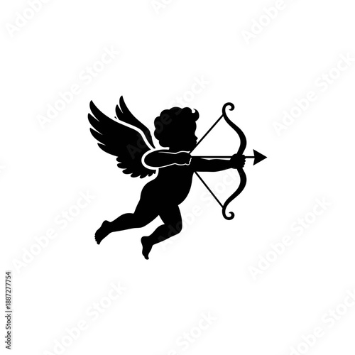Cupid Flying with Bow and Arrow.
