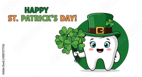 Happy St. Patrick's Day Tooth Vector Illustration Duo