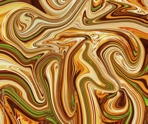 Abstract fluid marble background with golden brown swirls and organic motion. Modern texture art ideal for abstract, background, texture, pattern, design projects.
