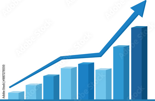Free Download Graph showing upward trend with blue bars and arrow indicating growth and progress - GFXLoad