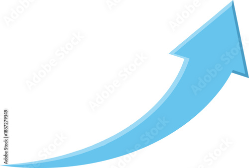 A light blue arrow pointing upwards and to the right, symbolizing progress and growth, viewed from a straightforward perspective