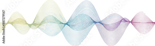 Multicolored sound waves flowing horizontally across the screen, creating a dynamic abstract pattern from various colors and waveforms.