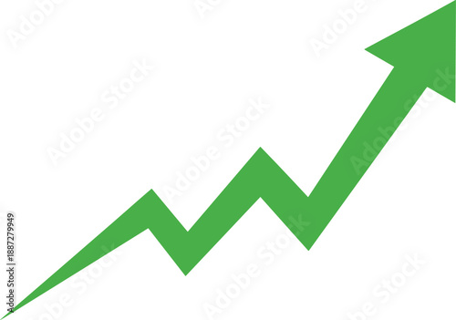 Green arrow graph trending upward illustrating growth and progress
