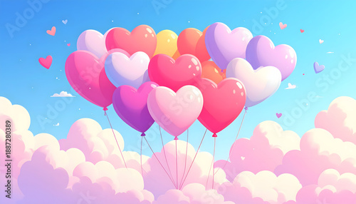 Happy valentines day banner and background with romantic valentine decorations bundle