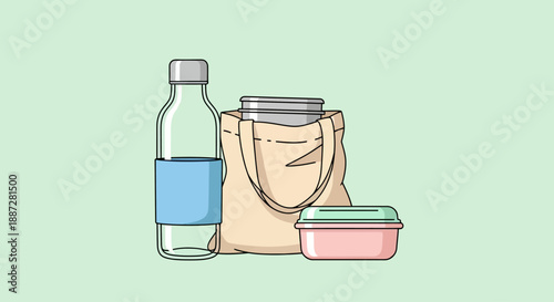 Reusable bag and containers for lunch