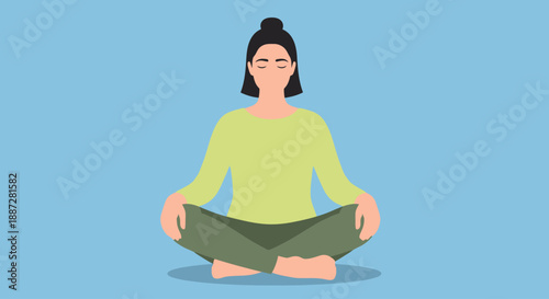Woman Practicing Meditation in Lotus Position