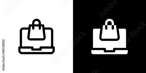 Ecommerce icon concept with flat Black White Background. Vector illustration.