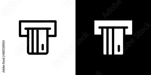 Atm icon concept with flat Black White Background. Vector illustration.