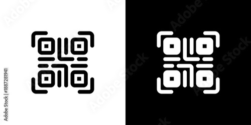 Qr Code icon concept with flat Black White Background. Vector illustration.