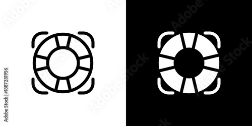 Life Saver icon concept with flat Black White Background. Vector illustration.