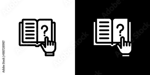 Open Book icon concept with flat Black White Background. Vector illustration.