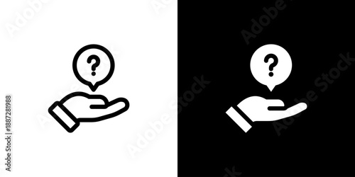 Question icon concept with flat Black White Background. Vector illustration.