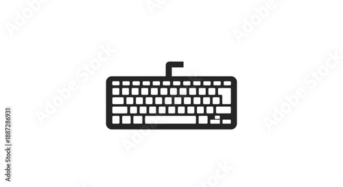 Minimalist Black Computer Keyboard Icon on White Background - Technology, Typing, Data Input, and Office Work Symbol
