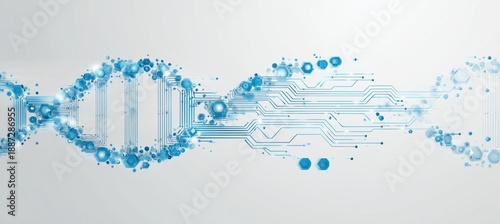 Wallpaper Mural abstract technology background with a circuit board and dna double helix, light blue color theme, white background Generative AI Torontodigital.ca