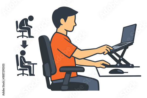 Ergonomic workspace with adjustable desk for proper posture