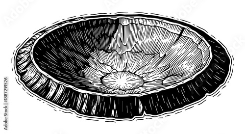 Black and white cross-sectional illustration of a geological formation with layered composition