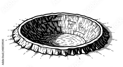 Black and white illustration of a tree trunk cross-section with growth rings