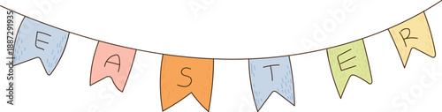 Bunting Easter Banner Line Art