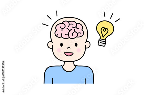 ひらめく脳のアイコンイラスト