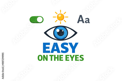 Eye-friendly interface design featuring brightness control and text adjustment icons