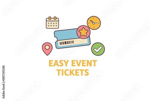 Easy event tickets: simplified ticketing with calendar and location symbols
