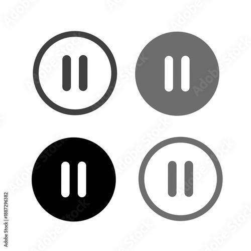 Set of pause button icons. Vector illustration of pause button icons set