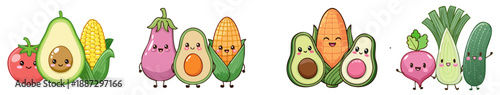 Healthy Harvest: A vibrant collage of animated vegetables, each exuding charm and character, forming a cheerful ensemble representing the bounty of nature's offerings.
