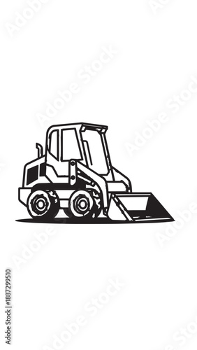 Front loader tractor for farming and earthmoving tasks with a compact utility bucket.