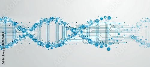 Wallpaper Mural abstract technology background with a circuit board and dna double helix, light blue color theme, white background Generative AI Torontodigital.ca