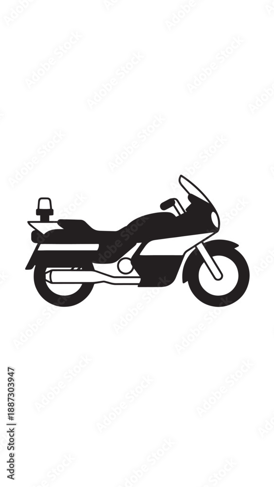 Fototapeta premium Side-view silhouette motorcycle icon illustration for transportation design.