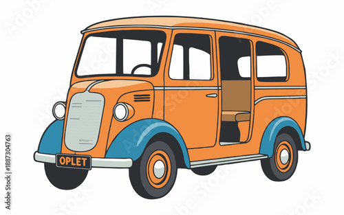 Vintage Orange Oplet Delivery Van Cartoon