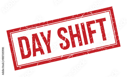 Day shift red rubber stamp vector on transparent background for business work schedule and logistics